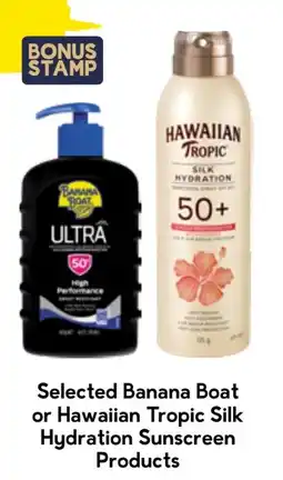 Drakes Selected Banana Boat or Hawaiian Tropic Silk Hydration Sunscreen Products offer