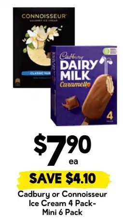 Drakes Cadbury or Connoisseur Ice Cream 4 Pack- Mini 6 Pack offer