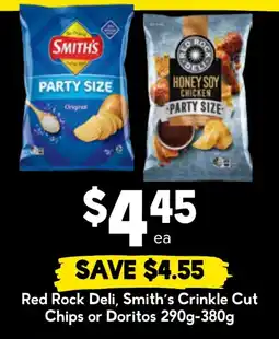 Drakes Red Rock Deli, Smith's Crinkle Cut Chips or Doritos offer