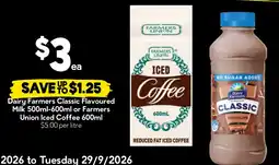 Drakes Dairy Farmers Classic Flavoured Milk or Farmers Union Iced Coffee offer