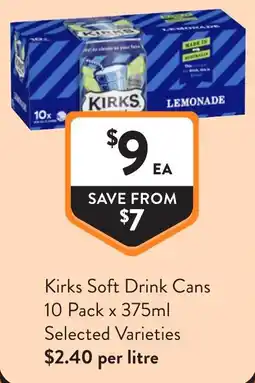 Foodworks Kirks Soft Drink Cans offer