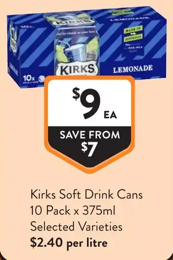 Foodworks Kirks Soft Drink Cans offer