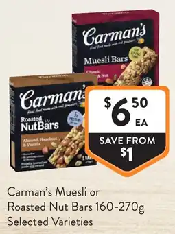 Foodworks Carman's Muesli or Roasted Nut Bars offer
