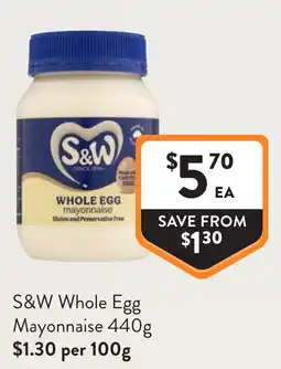 Foodworks S&W Whole Egg Mayonnaise offer