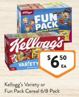 Foodworks Kellogg's Variety or Fun Pack Cereal offer