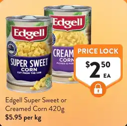 Foodworks Edgell Super Sweet or Creamed Corn offer