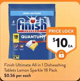Foodworks Finish Ultimate All in 1 Dishwashing Tablets Lemon Sparkle offer