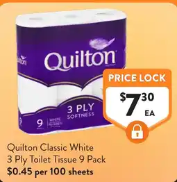 Foodworks Quilton Classic White 3 Ply Toilet Tissue offer