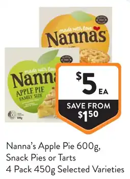 Foodworks Nanna's Apple Pie, Snack Pies or Tarts offer