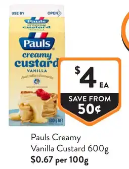 Foodworks Pauls Creamy Vanilla Custard offer