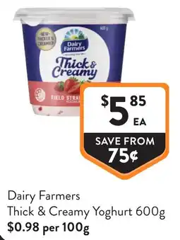Foodworks Dairy Farmers Thick & Creamy Yoghurt offer