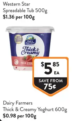 Foodworks Dairy Farmers Thick & Creamy Yoghurt offer