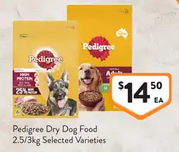 Foodworks Pedigree Dry Dog Food 2.5/3kg Selected Varieties offer