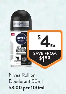 Foodworks Nivea Roll on Deodorant offer