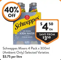 Foodworks Schweppes Mixers offer