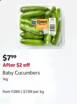 Costco QuKes Baby Cucumbers offer