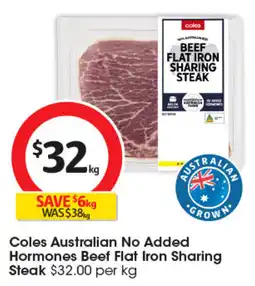 Coles Coles Australian No Added Hormones Beef Flat Iron Sharing Steak offer