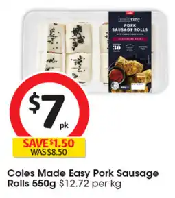 Coles Coles Made Easy Pork Sausage Rolls offer