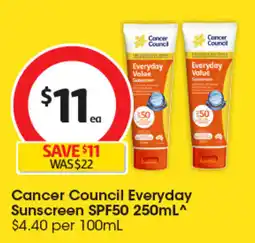 Coles Cancer Council Everyday Sunscreen SPF50 offer