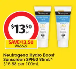 Coles Neutrogena Hydro Boost Sunscreen SPF50 offer