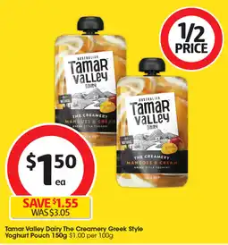 Coles Tamar Valley Dairy The Creamery Greek Style Yoghurt Pouch offer