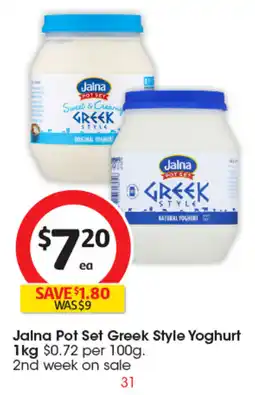 Coles Jalna Pot Set Greek Style Yoghurt offer