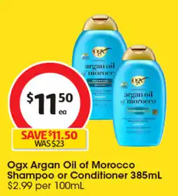 Coles Ogx Argan Oil of Morocco Shampoo or Conditioner offer