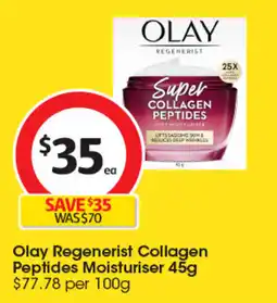 Coles Olay Regenerist Collagen Peptides Moisturiser offer