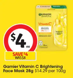 Coles Garnier Vitamin C Brightening Face Mask offer