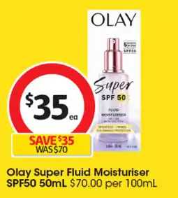 Coles Olay Super Fluid Moisturiser SPF50 offer
