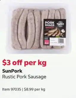 Costco SunPork Rustic Pork Sausage offer