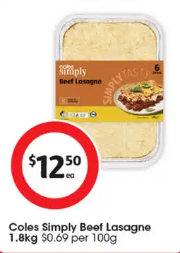 Coles Coles Simply Beef Lasagne offer