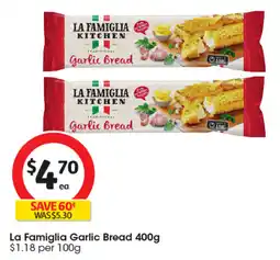 Coles La Famiglia Garlic Bread offer