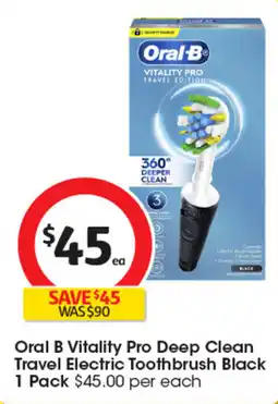 Coles Oral B Vitality Pro Deep Clean Travel Electric Toothbrush Black offer