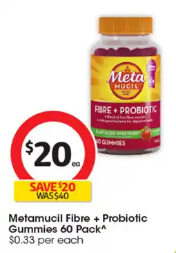 Coles Metamucil Fibre + Probiotic Gummies offer