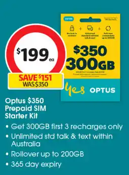 Coles Optus $350 Prepaid SIM Starter Kit offer