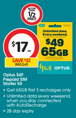 Coles Optus $49 Prepaid SIM Starter Kit offer