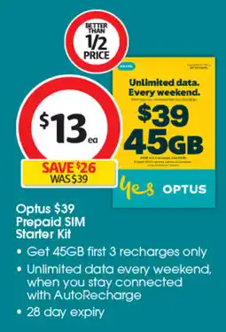 Coles Optus $39 Prepaid SIM Starter Kit offer