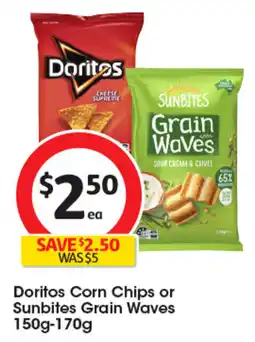 Coles Doritos Corn Chips or Sunbites Grain Waves offer