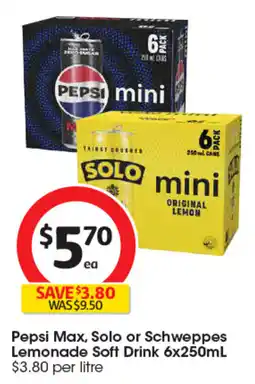 Coles Pepsi Max, Solo or Schweppes Lemonade Soft Drink offer