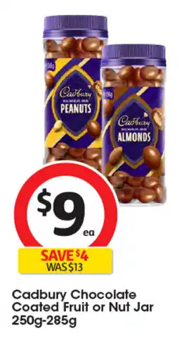 Coles Cadbury Chocolate Coated Fruit or Nut Jar offer