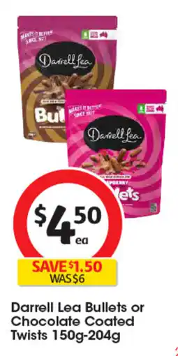 Coles Darrell Lea Bullets or Chocolate Coated Twists offer