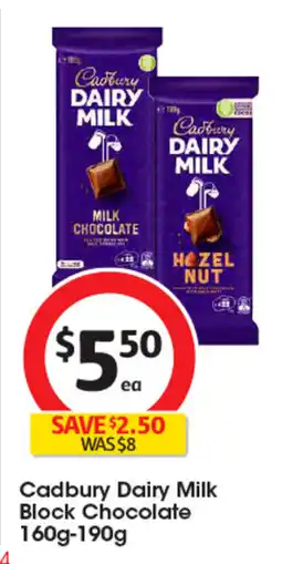 Coles Cadbury Dairy Milk Block Chocolate offer