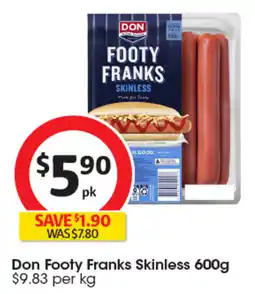 Coles Don Footy Franks Skinless offer