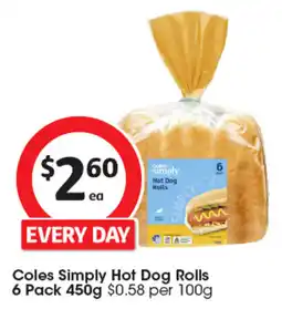 Coles Coles Simply Hot Dog Rolls offer