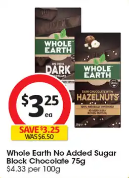 Coles Whole Earth No Added Sugar Block Chocolate offer