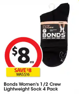 Coles Bonds Women's 1/2 Crew Lightweight Sock offer
