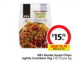 Coles KB's Tender Squid Chips Lightly Crumbed offer