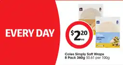 Coles Coles Simply Soft Wraps offer