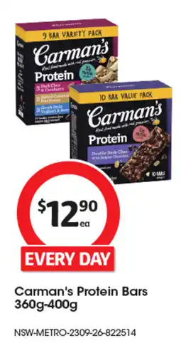 Coles Carman's Protein Bars offer